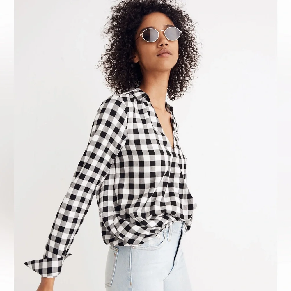 Madewell Wrap-Front Shirt in Buffalo Check - Picture 1 of 6